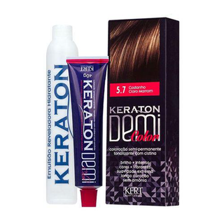 Kit Tonalizante Kert Keraton Demi Castanho Claro Marrom 5.7