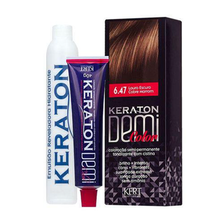 Kit Tonalizante Kert Keraton Demi Louro Escuro Cobre Marrom 6.47