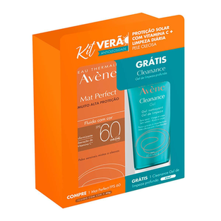 Kit Avène Protetor Solar Facial Mat Perfect Fluido Com Cor FPS60 40G + Gel De Limpeza Profunda Cleanance 40G