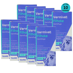 Kit Vermífugo Vermivet Filhotes Biovet 20Ml C/ 10 Unidades