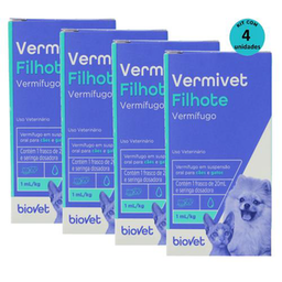 Imagem do produto Kit Vermífugo Vermivet Filhotes Biovet 20Ml C/ 4 Unidades