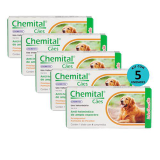 Kit Vermífugos Chemital Cães Chemitec 4 Comp. C/ 5 Caixas