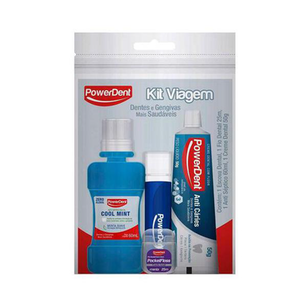 Kit De Viagem Powerdent Com 1 Escova De Dente + 1 Fio Dental + 1 Pasta De Dente + 1 Enxaguante Bucal 1 Unidade