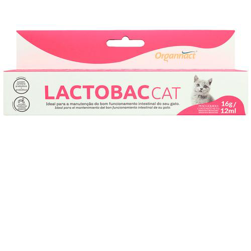 Lactobac Cat 16G Suplemento Probiótico E Prebiótico Para Gatos Organnact