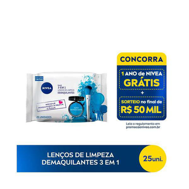 Imagem do produto Lenço Demaquilante Nivea 3 Em 1 Ação Refrescante 25 Unidades 25 Unidades