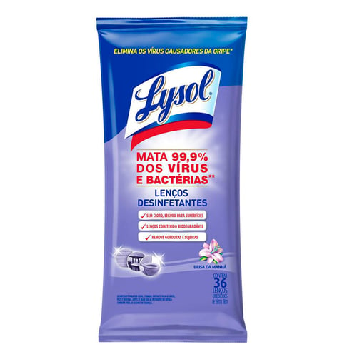 Lenço Desinfetante Lysol Brisa Da Manhã Com 36 Unidades