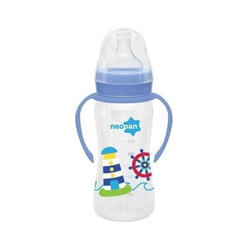 Mamadeira Neopan Convencional Com Alça 160Ml Azul 1 Unidade