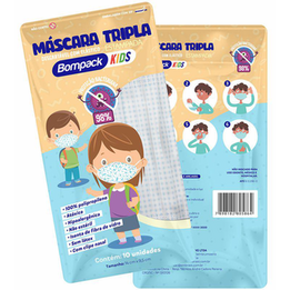 Mascara Bompack Kids Com 10 Tripla Com Elastico Estampada