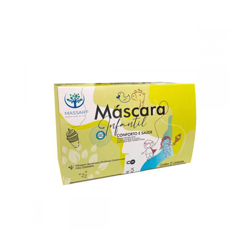 Mascara Cirurgica Infantil Massar Descartavel Tripla Proteção Com Elastico Com 25 Uni Branca