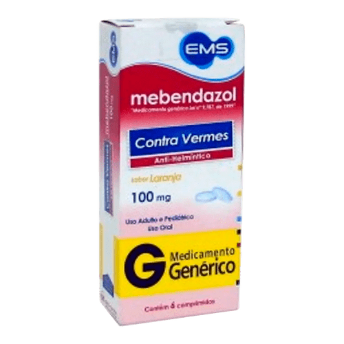 Mebendazol - 100Mg 6 Comprimidos Ems Genérico