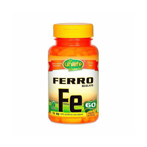 Mineral Ferro Quelato Fe Unilife 60 Cápsulas De 500Mg