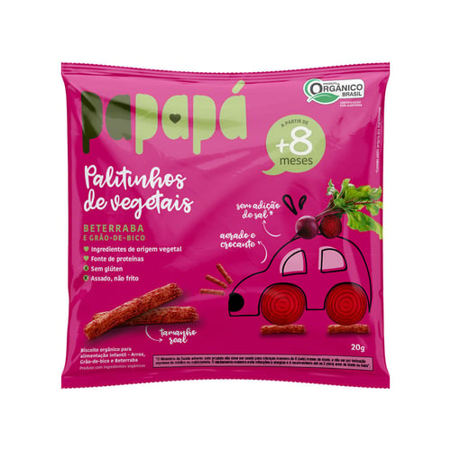 Palitinhos De Vegetais Papapá 8+ Meses Sabor Beterraba E Grão De Bico 20G