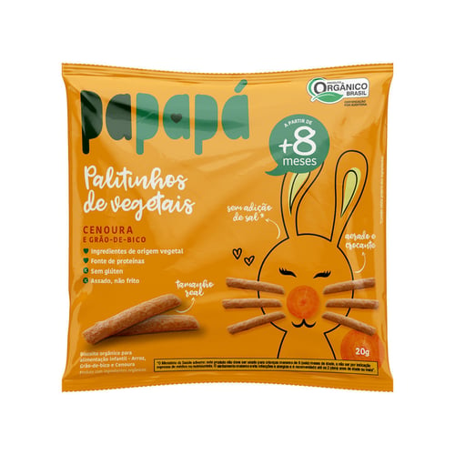 Palitinhos De Vegetais Papapá 8+ Meses Sabor Cenoura E Grão De Bico 20G