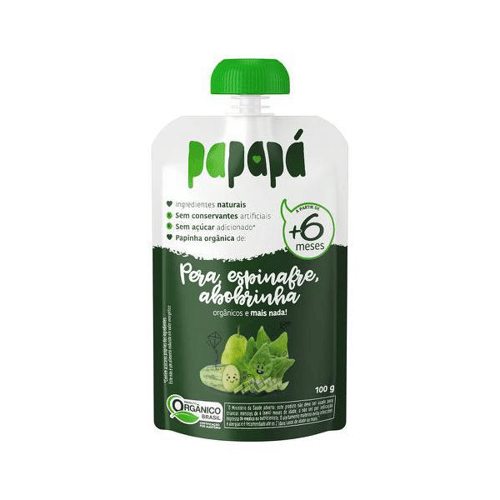 Papinha Papapá Orgnica Pera, Espinhafre E Abobrinha 100G