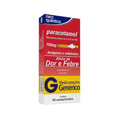 Paracetamol Analgésico 750Mg Com 20 Comprimidos - Brainfarma Genérico