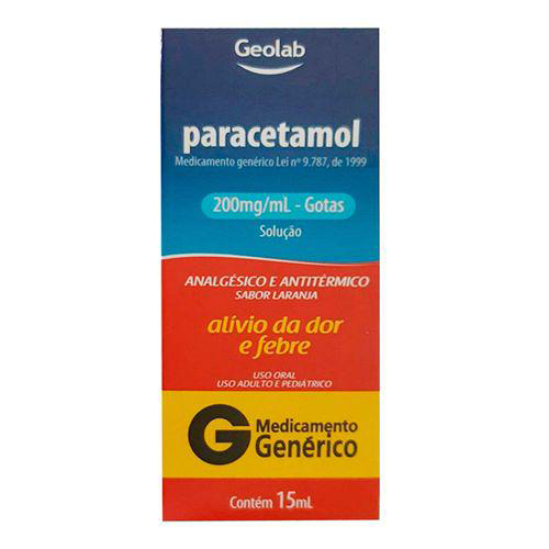 Paracetamol Em Gotas - 200 Mg/Ml 15 Ml Geolab Genérico