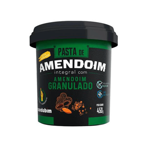 PASTA DE AMENDOIM INTEGRAL MANDUBIM COM AMENDOIM GRANULADO SEM AÇÚCAR 450G