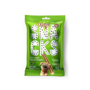 petisco quatree snacks sticks sabor menta para cães raças médias e grande 100g