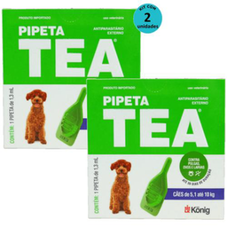 Pipeta Tea 1,3 Ml Antiparasitário Contra Pulgas Para Cães De 5,1 Até 10 Kg König Kit Com 2