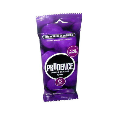 Preservativo Prudence Cores E Sabores Com 6 Lubrificado Uva