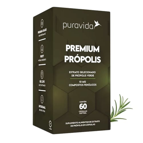 Própolis Premium 10Mg Compostos Finólicos, 60Caps, Puravida