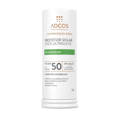 Protetor Solar Facial Adcos Stick Ultraleve Antioleosidade 50 FPS 12G