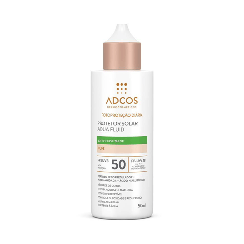 Protetor Solar Facial Antioleosidade Adcos Aqua Fluid Fps50 Cor Nude 50Ml