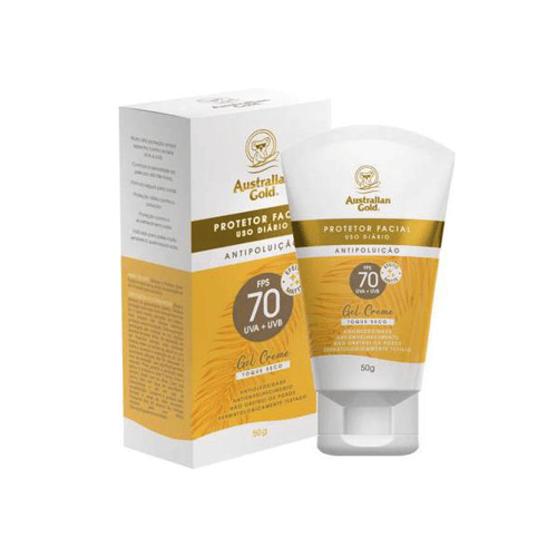 Protetor Solar Facial Australian Gold Antipoluição Fps 70 Gel Creme 50G