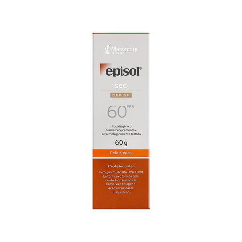 Protetor Solar Facial Episol Sec Fps60 Pele Oleosa Com Cor 60G