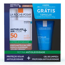 Imagem do produto Protetor Solar Facial La Roche Posay Anthelios Airlicium Com Cor + Fluído Fps50 40Ml + Gel De Limpeza Facial Effaclar Concentrado 50G