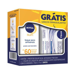 Imagem do produto Protetor Solar Facial Nivea Sun Toque Seco Antissinais Fps60 50Ml Gratis Lenço D