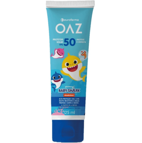 Protetor Solar Infantil Oaz Baby Shark Fps50 Protege E Hidrata 125Ml