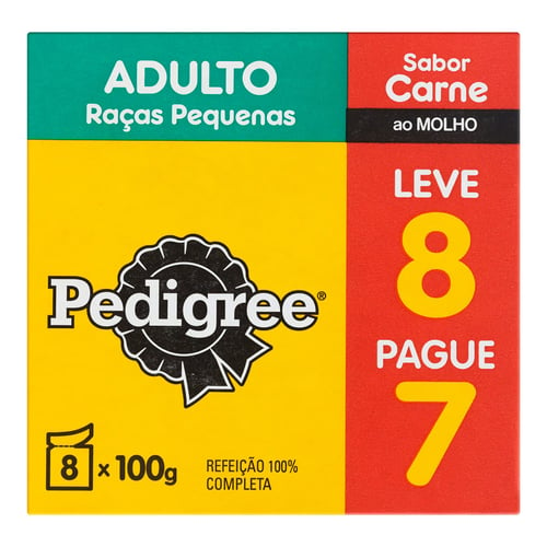 Ração Para Cães Adultos Pedigree Raças Pequenas Sabor Carne Ao Molho Unidades De 100G Cada