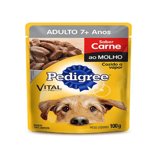 Ração Pedigree Sachês Adulto 7+ Anos Carne Ao Molho Caixa Com 9 Unidades