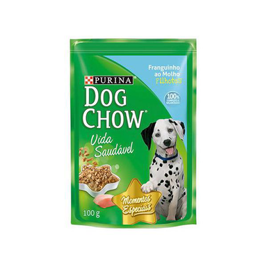 Ração Úmida Para Cachorro Dog Chow Filhote Extra Life Sabor Frango Em Sachê 100G