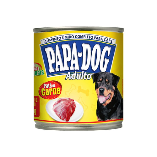 Ração Úmida Para Cachorro Papa Dog Adulto Patê Sabor Carne Em Lata 280G