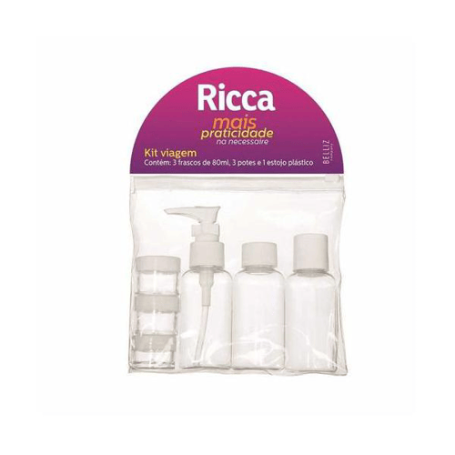 Ricca Kit De Viagem 3 Frascos E 3 Potes Bolsa Ref 3308