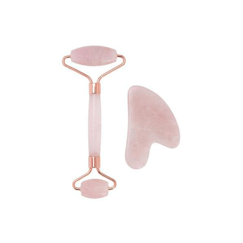 Imagem do produto Roller E Gua Sha De Quartzo Rosa Para Massagem Facial Blink Lab Use Orgnico