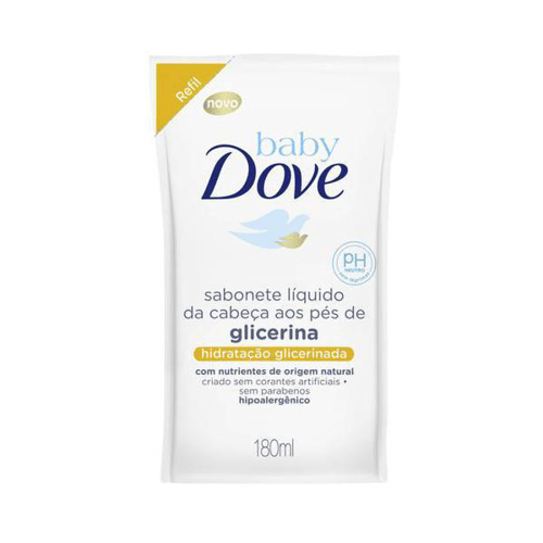 Sabonete Líquido Dove Baby Da Cabeça Aos Pés Hidratação Glicerinada Refil Baby Dove 180Ml