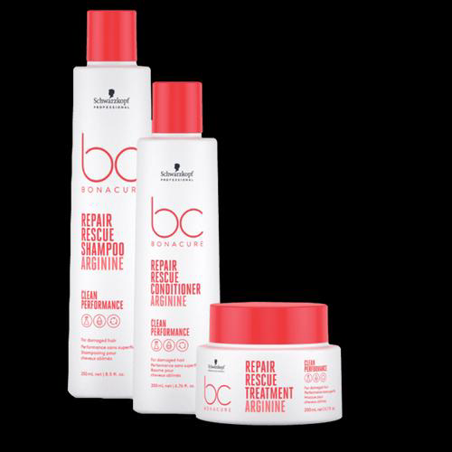 Schwarzkopf Bc Kit Repair Rescue Arhentina Shampoo 250Ml + Condicionador 200Ml + Máscara 200Ml