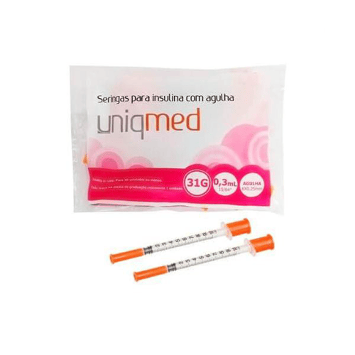 Seringa Para Insulina Uniqmed Com Agulha 31G 0,3Ml 6X0,25Mm 10 Unidades