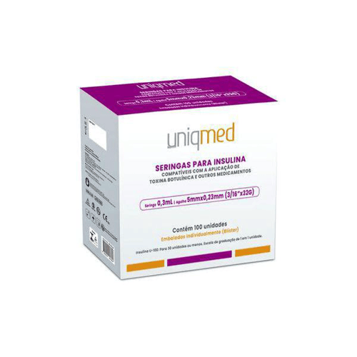 Seringas Com Agulha 32G Para Insulina Botox 0,3Ml 5X0,23 Blister Individual Pack Umifis017 Uniqmed