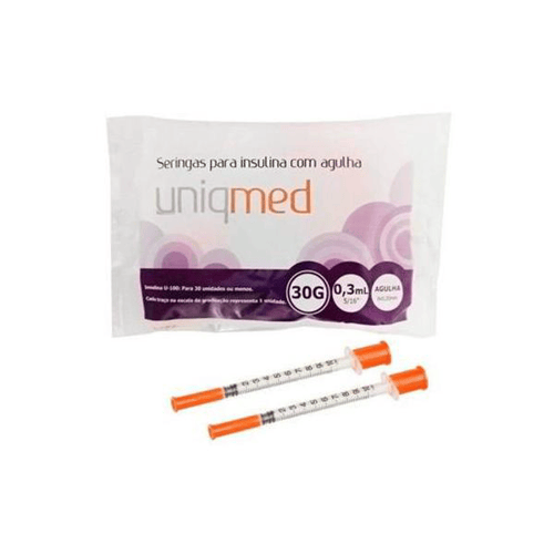 Seringas Para Insulina Com Agulha Uniqmed 30G 0,3Ml 8X0,30Mm 10 Unidades