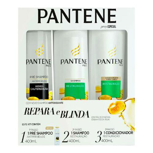 Imagem do produto Shampoo E Condicionador Pantene Restauração Com 400Ml Cada E 1 Pré Shampoo Antirresíduos Com 400Ml