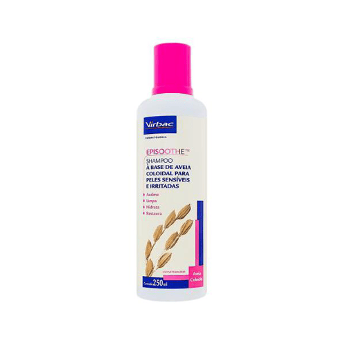 shampoo veterinário virbac episoothe para peles sensíveis e irritadas com 250ml