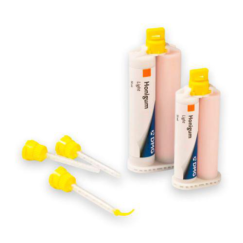 Silicone De Adição Honigum Light Am Refil 2 Cartuchos De 50Ml + 12 Pontas Amarela + 12 Intraoral Dmg