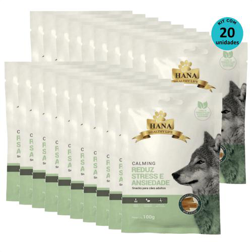 Snacks Hana Healthy Life Calming Reduz Stress E Ansiedade P/ Cães Adultos 100G Kit 20 Unidades