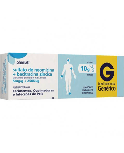 Imagem do produto Sulfato De Neomicina 5Mg + Bacitracina Zíncica 250Ui Pomada Dermatológica Com 10G - Pharlab Genérico