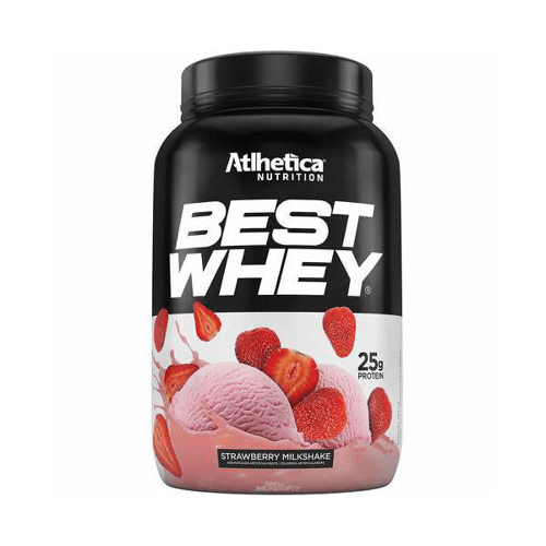 Imagem do produto Suplemento Alimentar Best Whey Milkshake De Morango Atlhetica Nutrition Com 900G