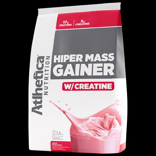 Imagem do produto Suplemento Energético Hiper Mass Gainer Atlhetica W/Creatine Morango Com 1,5Kg